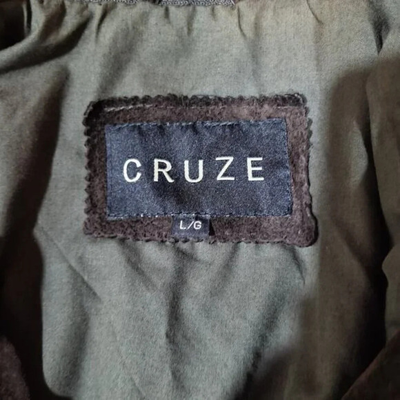 Cruze Brown Suede Leather Jacket with Removable Hoody - Size Large - Picture 7 of 13